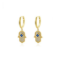 Hamsa Hand Cubic Zirconia Hoop Earrings, 18K Gold-Plated Sterling Silver