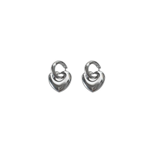 Anniversary Heart 925 Sterling Silver Hoop Earrings