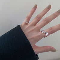 Double Layer Twisted Knot Bead Chain Adjustable Ring