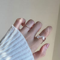 Double Layer Twisted Knot Bead Chain Adjustable Ring