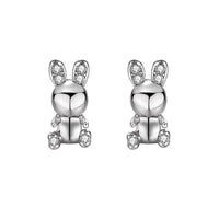 Bunny Rabbit Crystal Sterling Silver Stud Earrings
