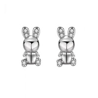 Bunny Rabbit Crystal Sterling Silver Stud Earrings