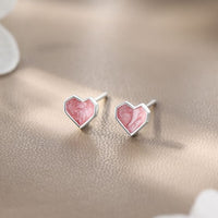 Shining Heart 925 Sterling Silver Stud Earrings