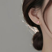 Shining Heart 925 Sterling Silver Stud Earrings