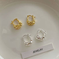 Irregular Lava Bag Hoop Earrings, 925 Sterling Silver