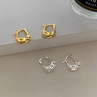 Irregular Lava Bag Hoop Earrings, 925 Sterling Silver