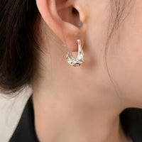 Irregular Lava Bag Hoop Earrings, 925 Sterling Silver