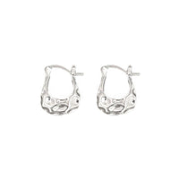 Irregular Lava Bag Hoop Earrings, 925 Sterling Silver