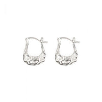 Irregular Lava Bag Hoop Earrings, 925 Sterling Silver