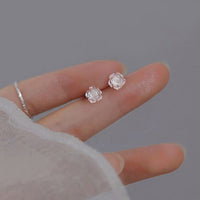 White Rose Flower 925 Sterling Silver Stud Earrings