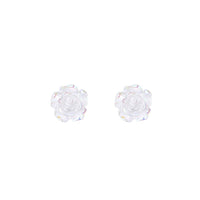 White Rose Flower 925 Sterling Silver Stud Earrings