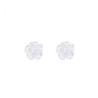 White Rose Flower 925 Sterling Silver Stud Earrings