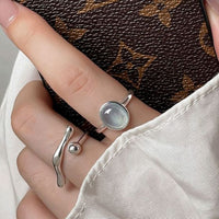 Oval Natural Aquamarine Adjustable Ring 925 Sterling Silver