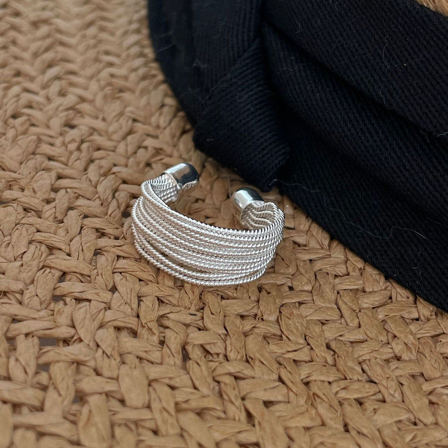 Wrapped Up Overlapping Textured Bead Ring