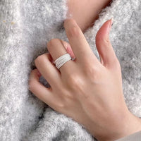 Wrapped Up Overlapping Textured Bead Ring