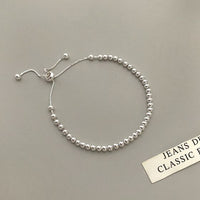Casual Adjustable Bead Bracelet, 925 Sterling Silver