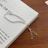 Casual Adjustable Bead Bracelet, 925 Sterling Silver