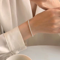 Casual Adjustable Bead Bracelet, 925 Sterling Silver