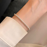 Casual Adjustable Bead Bracelet, 925 Sterling Silver