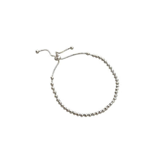 Casual Adjustable Bead Bracelet, 925 Sterling Silver