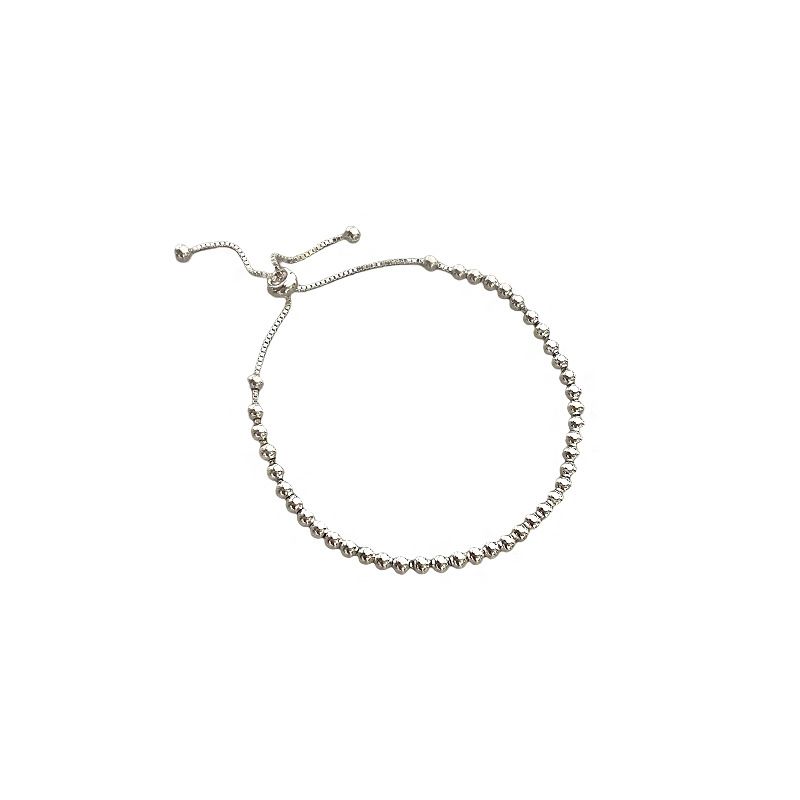 Casual Adjustable Bead Bracelet, 925 Sterling Silver