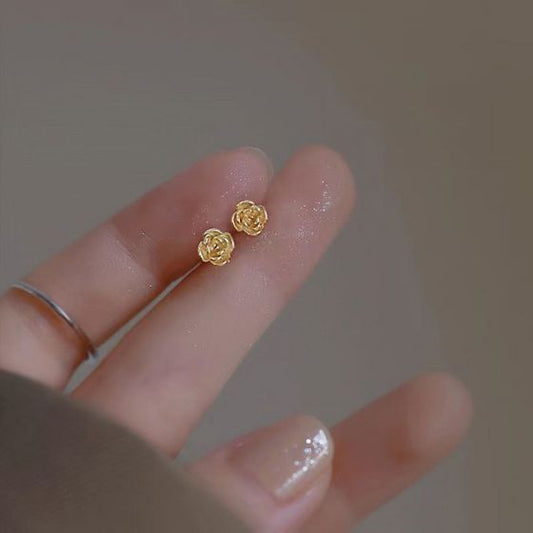 Mini Rose Flower 925 Sterling Silver Stud Earrings