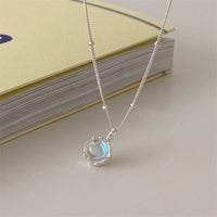 Honey Moon Created Moonstone Necklace in 925 Sterling Silver