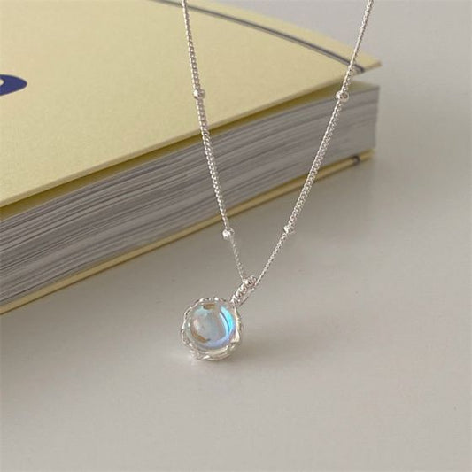 Honey Moon Created Moonstone Necklace in 925 Sterling Silver