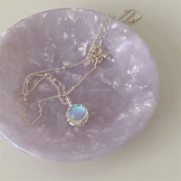Honey Moon Created Moonstone Necklace in 925 Sterling Silver
