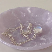 Honey Moon Created Moonstone Necklace in 925 Sterling Silver