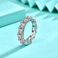 Geometry Square Crystal Adjustable 925 Sterling Silver Ring