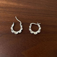 Vintage Hollow Flower 925 Sterling Silver Hoop Earrings