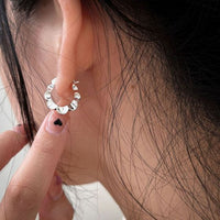 Vintage Hollow Flower 925 Sterling Silver Hoop Earrings