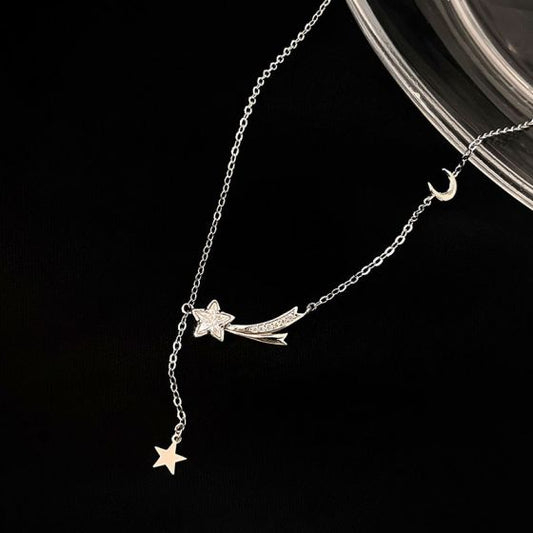 Cubic Zirconia Star Meteor Y Necklace, 925 Sterling Silver