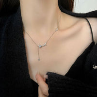 Cubic Zirconia Star Meteor Y Necklace, 925 Sterling Silver