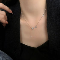 Cubic Zirconia Star Meteor Y Necklace, 925 Sterling Silver