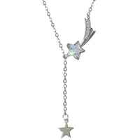 Cubic Zirconia Star Meteor Y Necklace, 925 Sterling Silver
