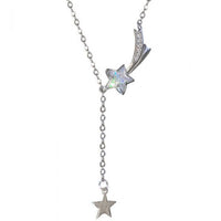 Cubic Zirconia Star Meteor Y Necklace, 925 Sterling Silver