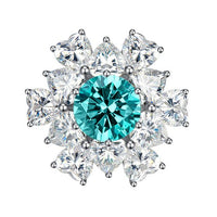 Paraiba Emerald Created High Carbon Diamond Ring, 8mm, 925 Sterling Silver