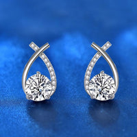 Fish Tail Moissanite Stud Earrings, 925 Sterling Silver