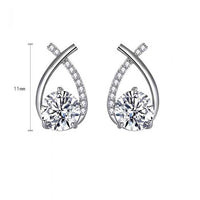 Fish Tail Moissanite Stud Earrings, 925 Sterling Silver