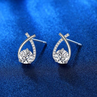 Fish Tail Moissanite Stud Earrings, 925 Sterling Silver