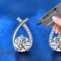 Fish Tail Moissanite Stud Earrings, 925 Sterling Silver