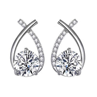 Fish Tail Moissanite Stud Earrings, 925 Sterling Silver