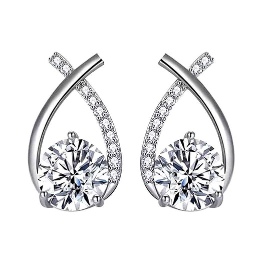 Fish Tail Moissanite Stud Earrings, 925 Sterling Silver