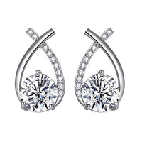 Fish Tail Moissanite Stud Earrings, 925 Sterling Silver