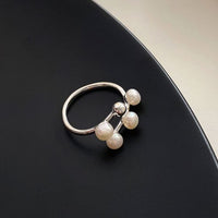 Shell Pearl Line Adjustable 925 Sterling Silver Ring