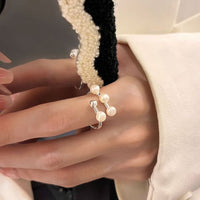 Shell Pearl Line Adjustable 925 Sterling Silver Ring
