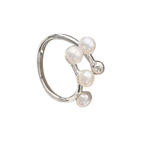 Shell Pearl Line Adjustable 925 Sterling Silver Ring