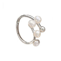 Shell Pearl Line Adjustable 925 Sterling Silver Ring